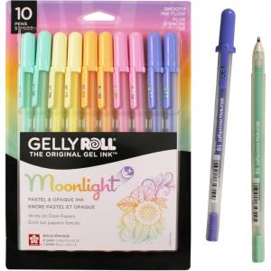 image:imageSAKURA Gelly Roll Moonlight 10 Pastel amp Opaque Gel Pens  Bold Point Ink Pen for Journaling Art Calligraphy or Drawing  Assorted Pastel Ink  Bold Line  10 PackGreen orange pink yellow