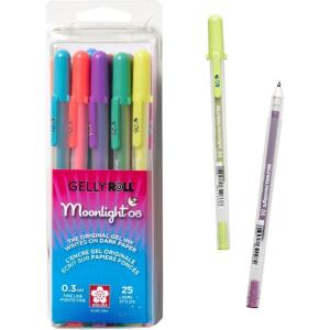 image:imageSAKURA Gelly Roll Moonlight 25 Pack 06 Fine point Bright Opaque Ink Gel Pens Creamy Smooth Ink Writes on Dark PaperAssorted