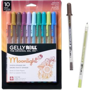 image:imageSAKURA Gelly Roll Moonlight 25 Pack 06 Fine point Bright Opaque Ink Gel Pens Creamy Smooth Ink Writes on Dark PaperMoonlight