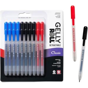 image:imageSAKURA Gelly Roll Retractable Gel Pens Colored  Sparkle Set  Medium Point Ink Pen for Journaling Art Calligraphy or Drawing  Glitter Metallic Blue amp Black Ink  10 Pack1 Count Pack of 10