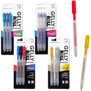 image:imageSAKURA Gelly Roll Retractable Gel Pens Colored  Sparkle Set  Medium Point Ink Pen for Journaling Art Calligraphy or Drawing  Glitter Metallic Blue amp Black Ink  10 Pack1 Count Pack of 12