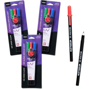 image:imageSAKURA Gelly Roll UV Pen  UV Gel Invisible Ink  With Keychain Flashlight  For Art or Drawing  Red Green amp Blue  9 Pens 3 Lights