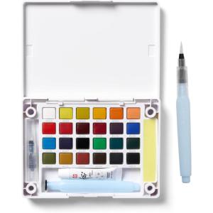 image:imageSAKURA Koi Pocket Field Sketch Kit  Watercolor Sets for Painting On the Go  24 Colors  Iridescent Medium 5 mL Tube  1 Water Brush  1 Sponge  1 Palette