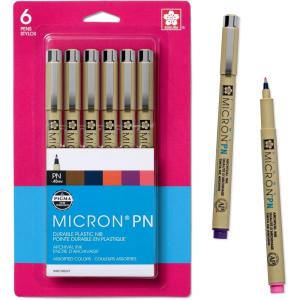 image:imageSAKURA Micron PN Soft Nib 6 Asst Archival Colors 502216 Pen Pack