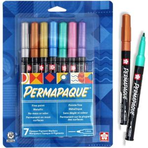 image:imageSAKURA Permapaque Fine Point Markers Bright 7 PK 58319Metallic