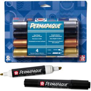 image:imageSAKURA Permapaque Opaque Dual Point Markers 4 PK 58340Metallics