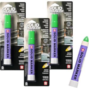 image:imageSAKURA Solid Marker  MessFree Paint Marker for Indoor amp Outdoor Applications  MultiSurface  Low Odor No Drip amp NonToxic  Quick Drying in 510 Minutes  13mm Tip  Fluorescent Green  3 Count