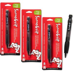 image:imageSAKURA SumoGrip Pencil with Comfort Grip  09 mm Ergonomic Mechanical Pencil  Clear  3 PackGrey