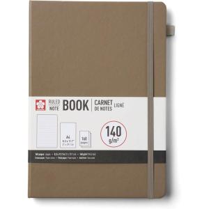 image:imageSakura Notebook Ruled A4  JapaneseInspired Lined Notebook for Effortless Writing  140 GSM Paper  Hardcover  Builtin Pen Holder  Expandable Inner Pocket  FlatLay  83 x 117  AmberCinder