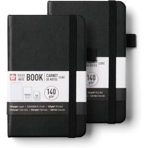 image:imageSakura Notebook Ruled Pocket  JapaneseInspired Lined Notebook for Effortless Writing  140 GSM Paper  Builtin Pen Holder  35 x 55  Pine Needle Deep Indigo amp Mulberry  3 CountBlack