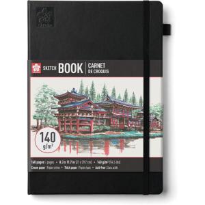 image:imageSakura Sketchbook A4  Drawing Sketchbook for Visual Journaling Effortless Sketching amp Personal Use  140 GSM Paper  Hardcover Hardcover  160 Pages  83 x 117  Black  Cream PaperCream Paper