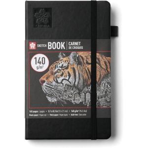 image:imageSakura Sketchbook A5  Drawing Sketchbook for Visual Journaling Effortless Sketching amp Personal Use  140 GSM Paper  Hardcover Hardcover  160 Pages  51 x 83  Black  Cream PaperBlack Paper