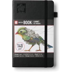 image:imageSakura Sketchbook A5  Drawing Sketchbook for Visual Journaling Effortless Sketching amp Personal Use  140 GSM Paper  Hardcover Hardcover  160 Pages  51 x 83  Black  Cream PaperCream Paper